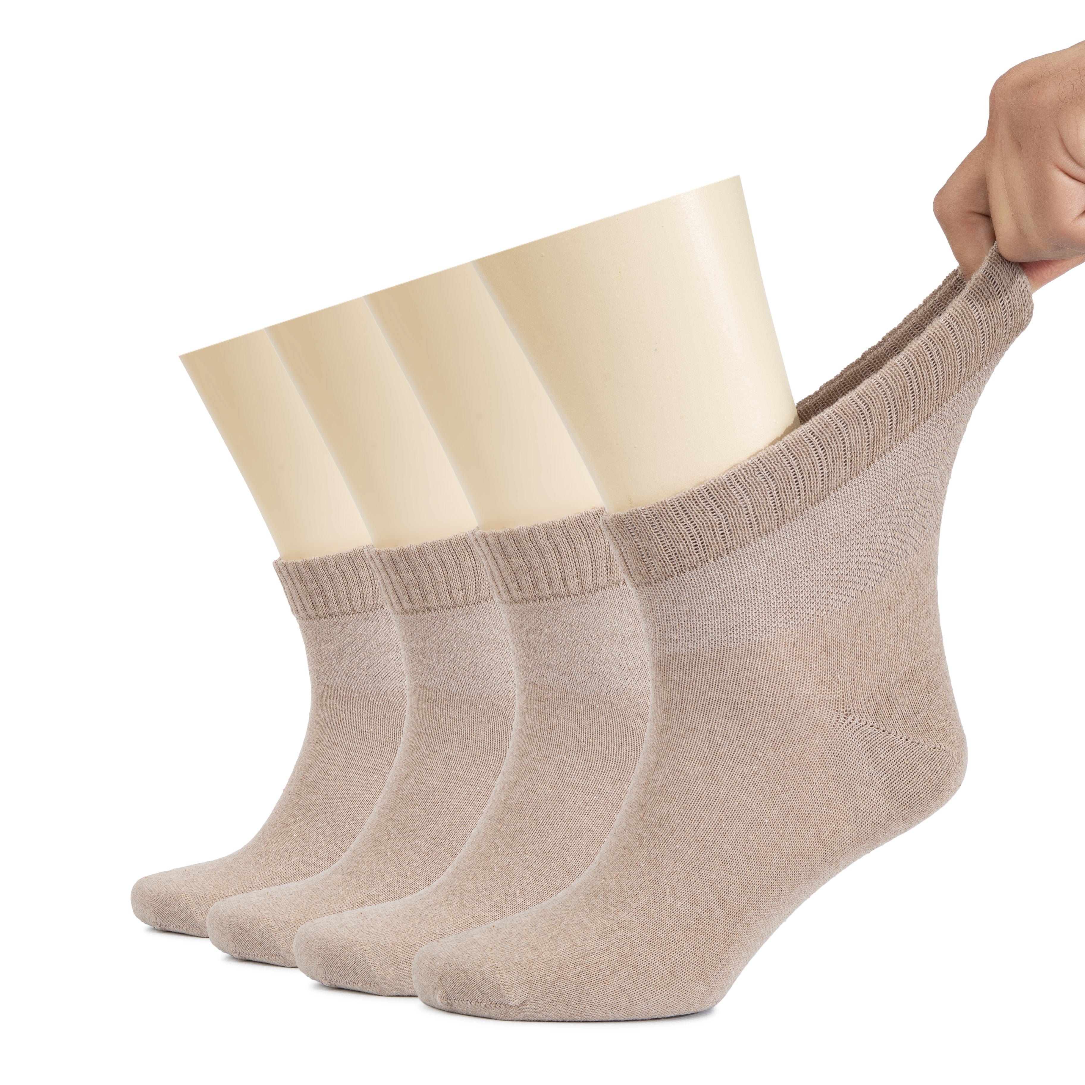 Men's Diabetic Ankle Thin Cotton Socks, 4 Pairs